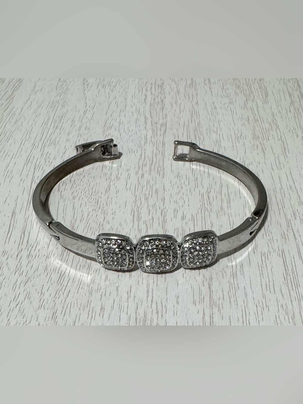 Silver Crystal Pavé Triple-Cluster Bracelet